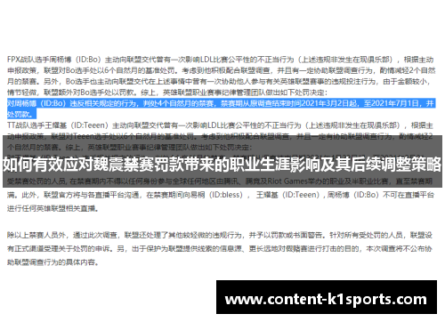 如何有效应对魏震禁赛罚款带来的职业生涯影响及其后续调整策略