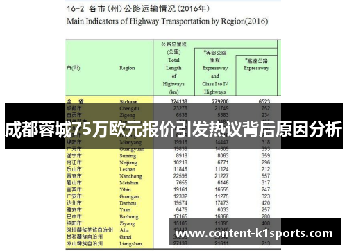 成都蓉城75万欧元报价引发热议背后原因分析