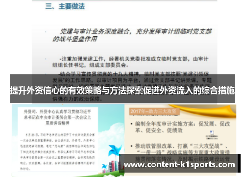 提升外资信心的有效策略与方法探索促进外资流入的综合措施